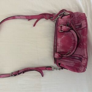 Aimee Kestenberg Pink Crossbody Bag with Distressed Leather